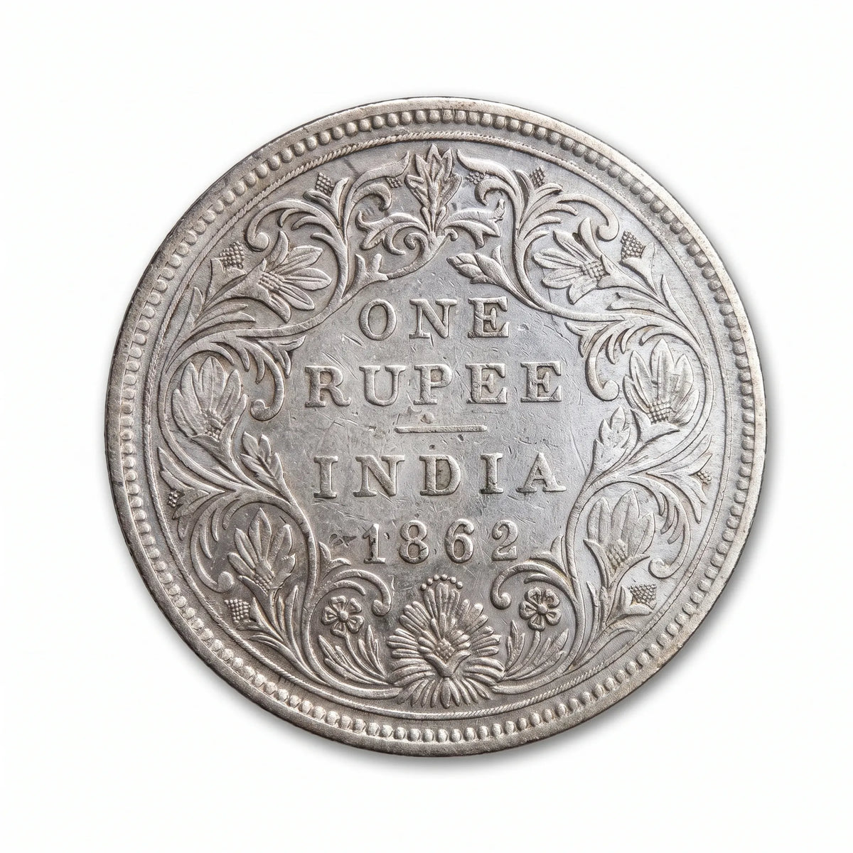 Vintage British India 1 Rupee Silver Coin – Queen Victoria