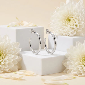 silver round hoop earrings