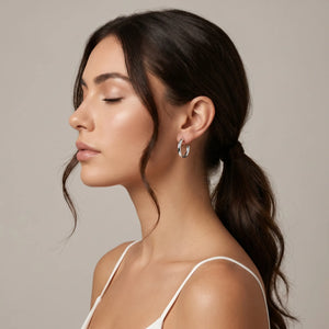 silver round earrings
