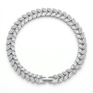 925 Sterling Silver Moissanite Leaf Tennis Bracelet
