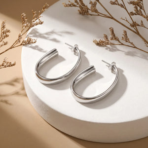 925 Sterling Silver Oval Hoop Earrings for Women