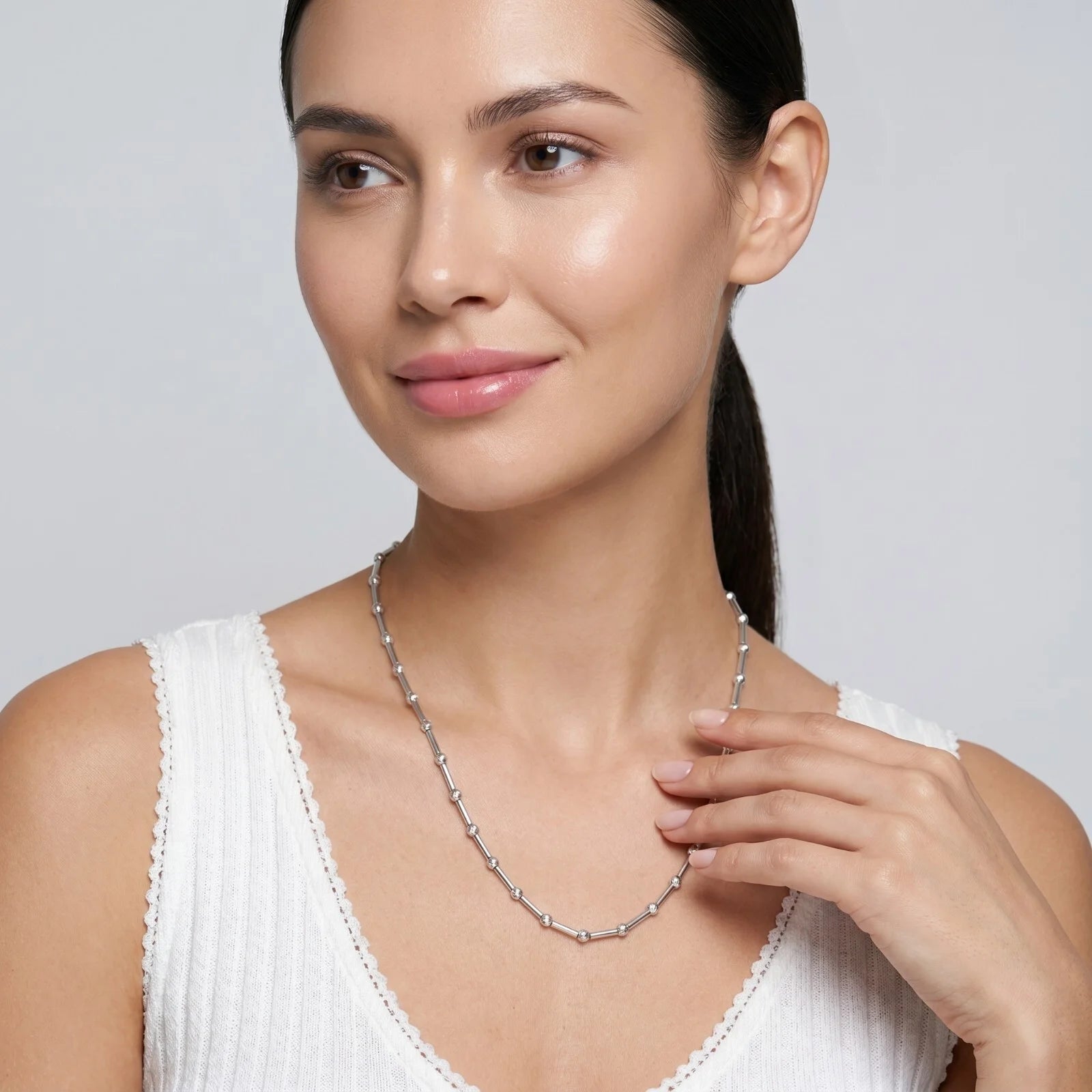 925 Silver Stellar Bead Chain Necklace