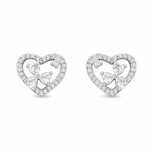 Amora Halo 925 Sterling Silver Stud Earrings for Women