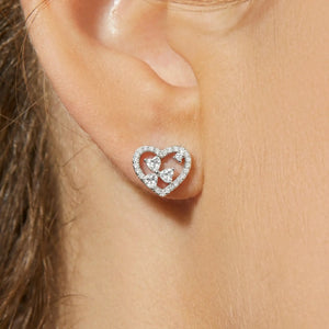 Close Up of Amora Halo Sterling Silver Stud Earrings