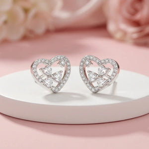 Amora Halo Silver Stud Earrings for Women