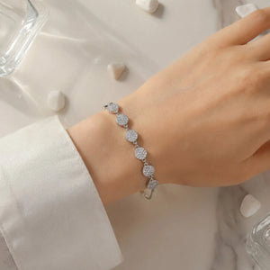 Silver Floral Radiance Bracelet on Wrist