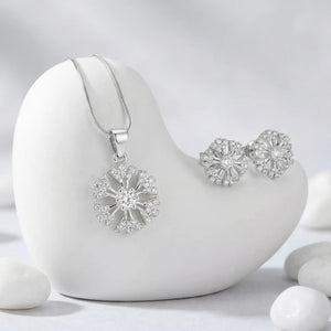 Snowflake Silver Pendant Set for Women