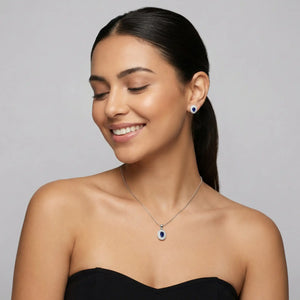 blue stone pendant set
