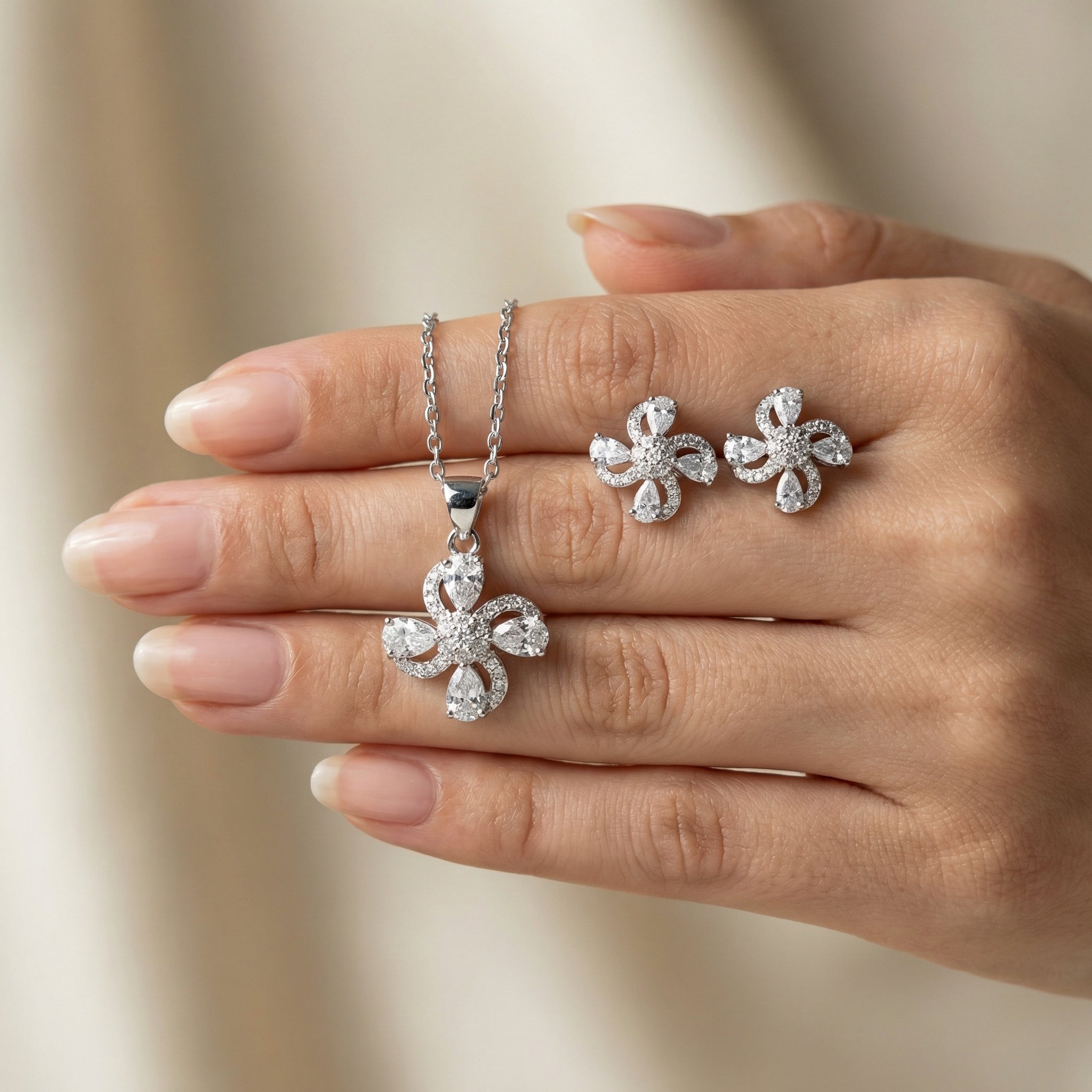 Serena Petal Pendant Set