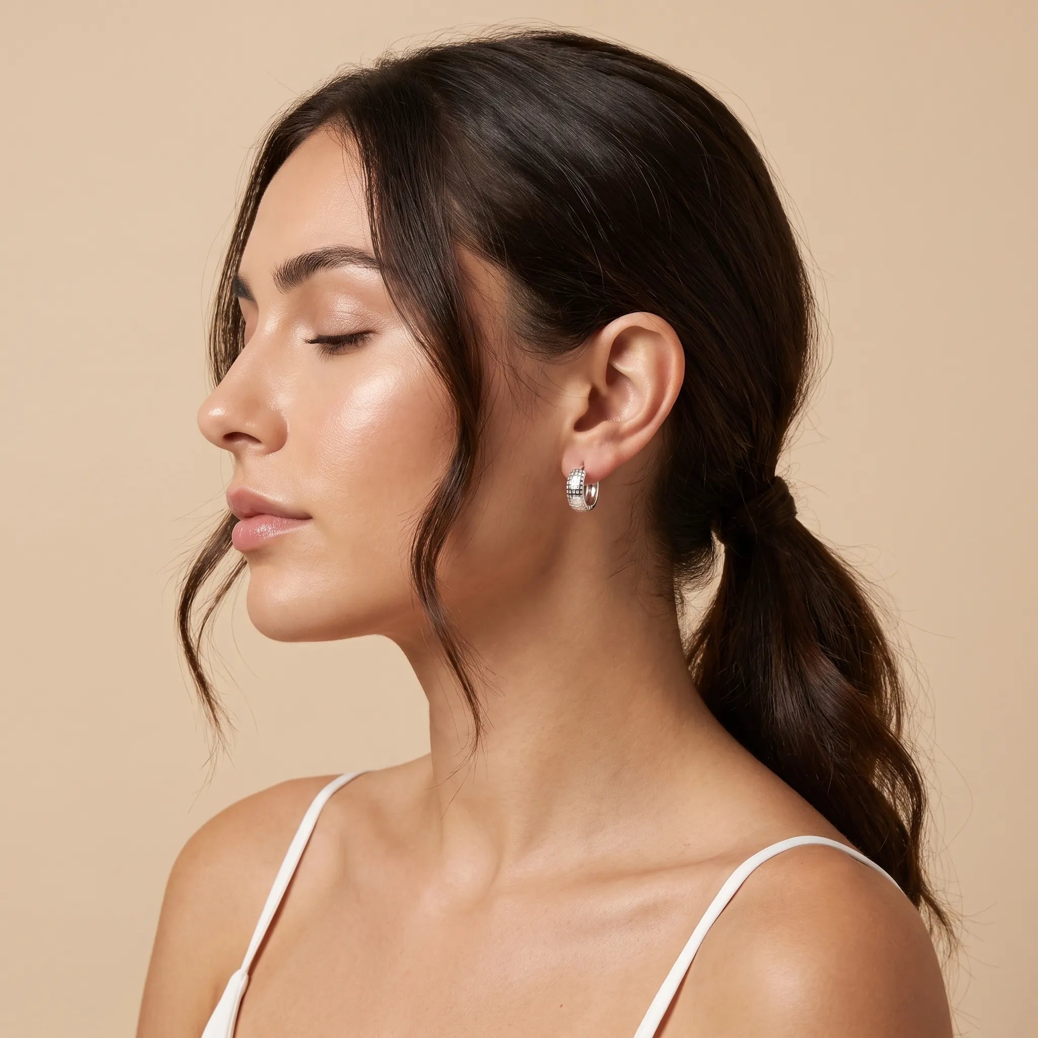 Silver Textured Hoop Earrings