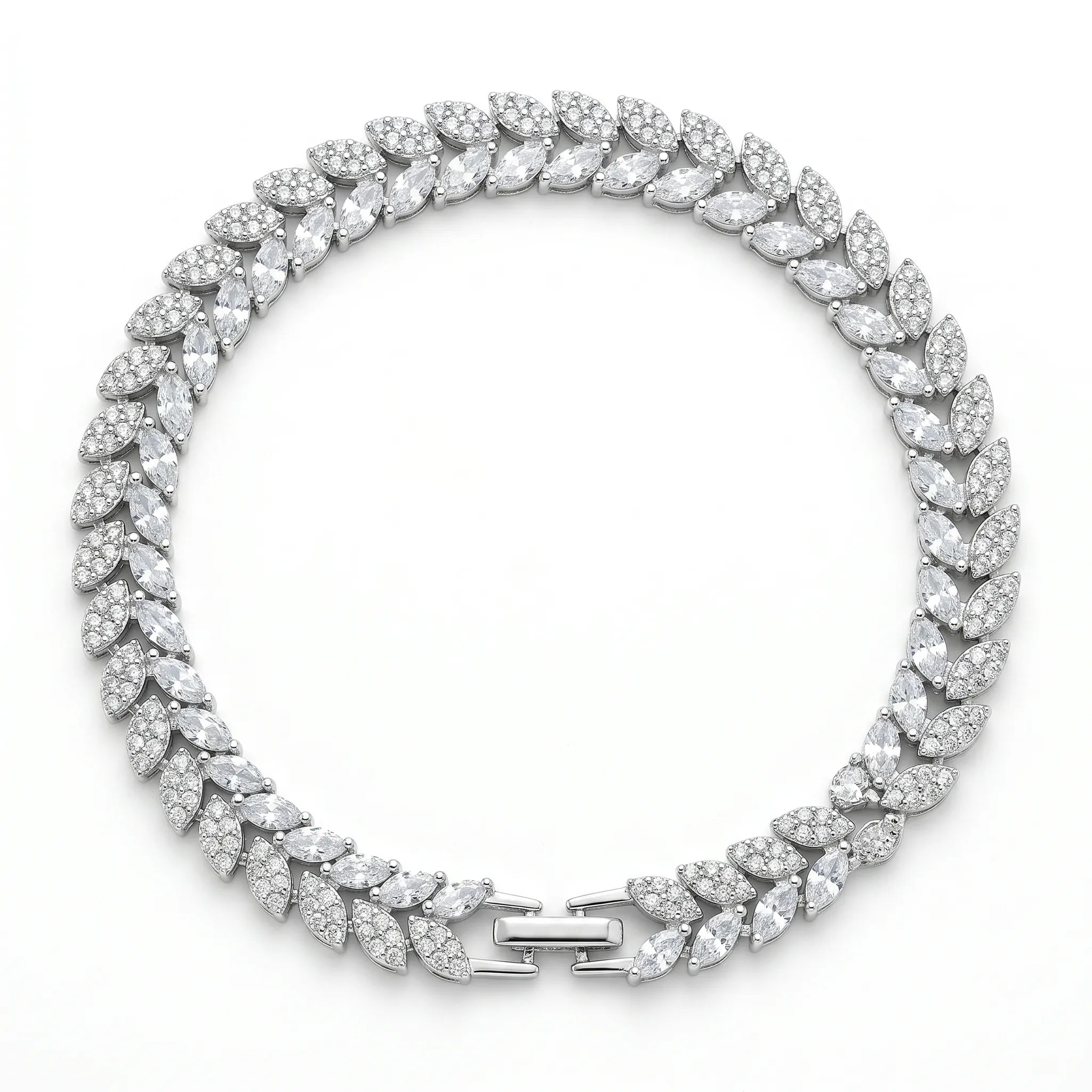 925 Sterling Silver Moissanite Leaf Tennis Bracelet