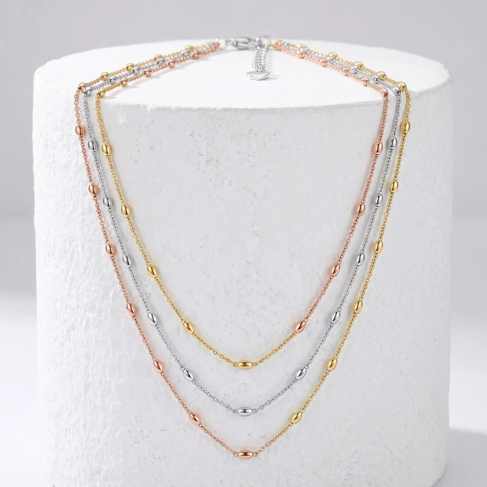 925 Silver Trinity Bead Layered Necklace