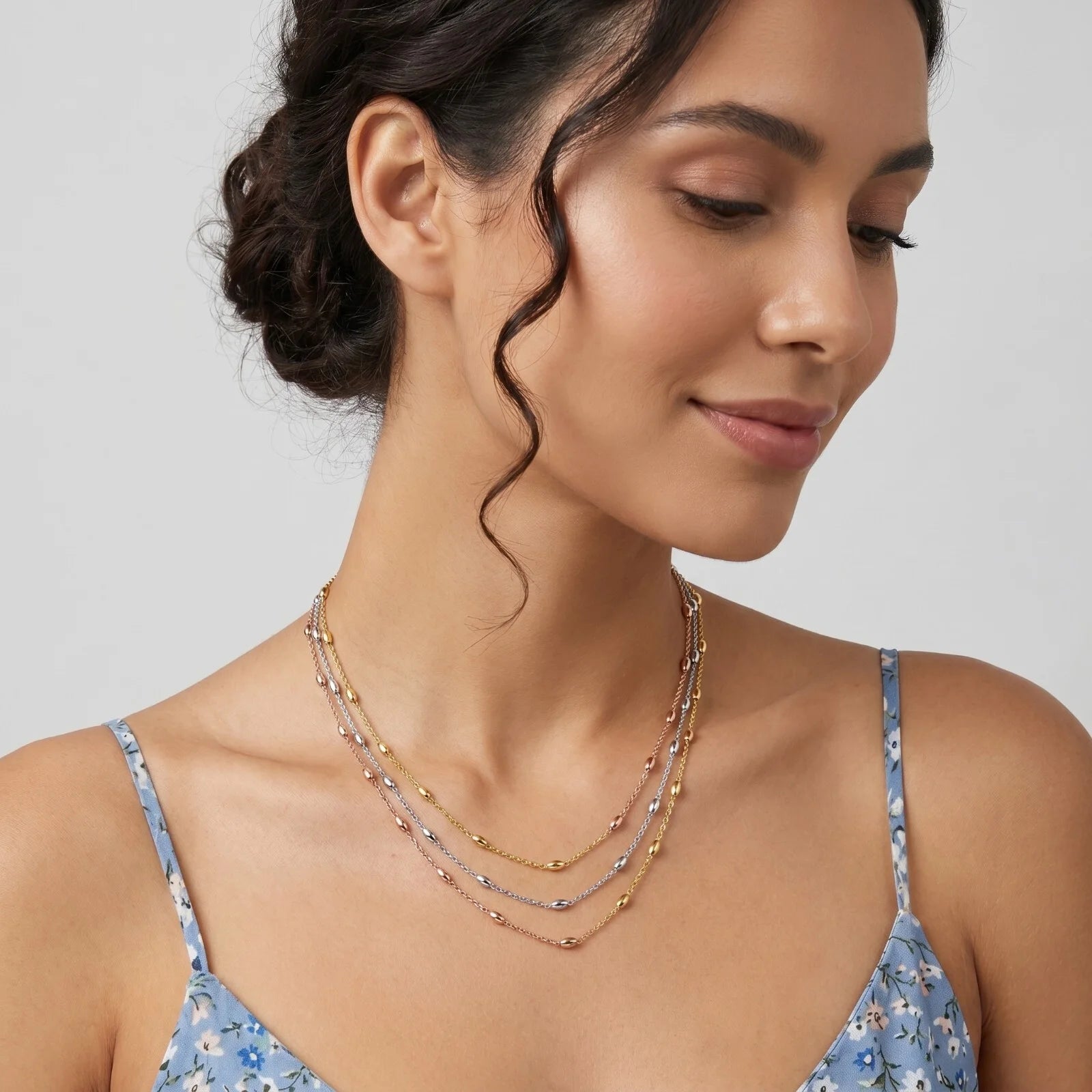 925 Silver Trinity Bead Layered Necklace