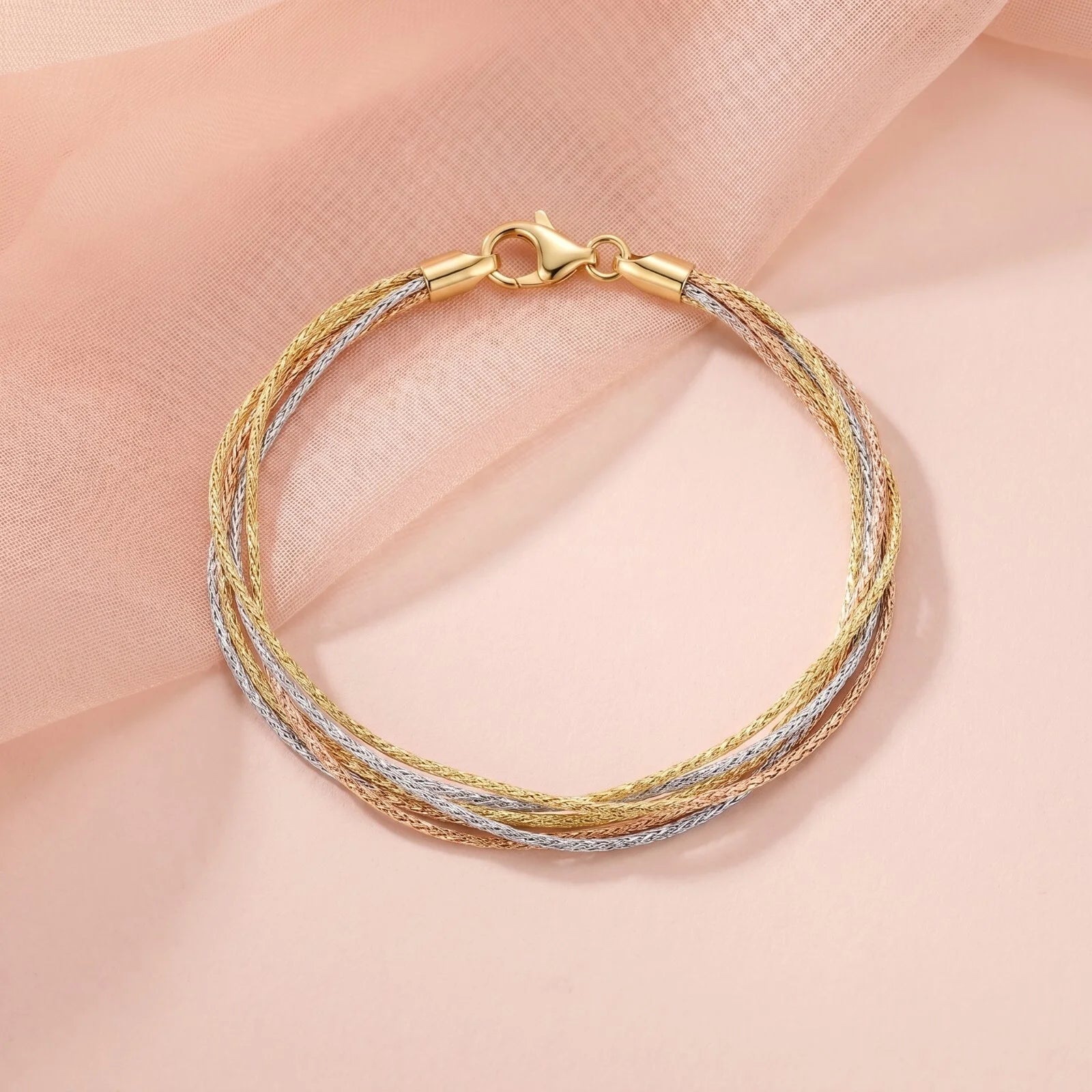 925 Silver Triple Tone Fivefold Harmony Bracelet