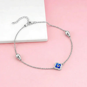 Blue Trio Charm 925 Silver Anklet