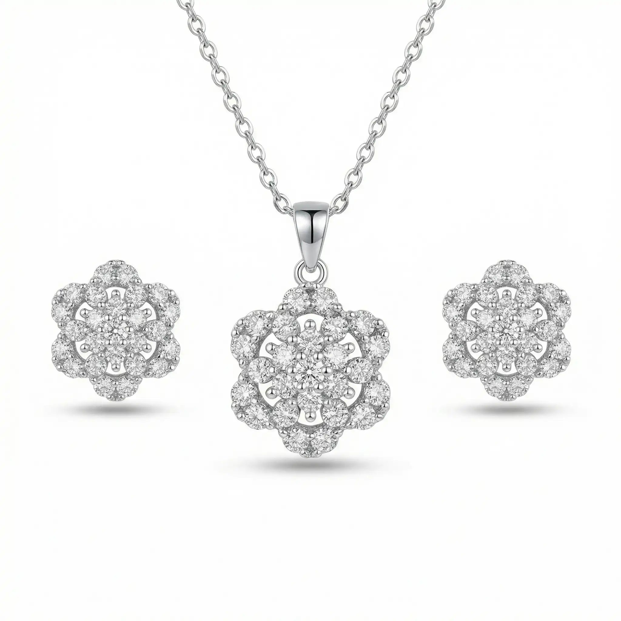 Elara Bloom 925 Sterling Silver Pendant Set for Women