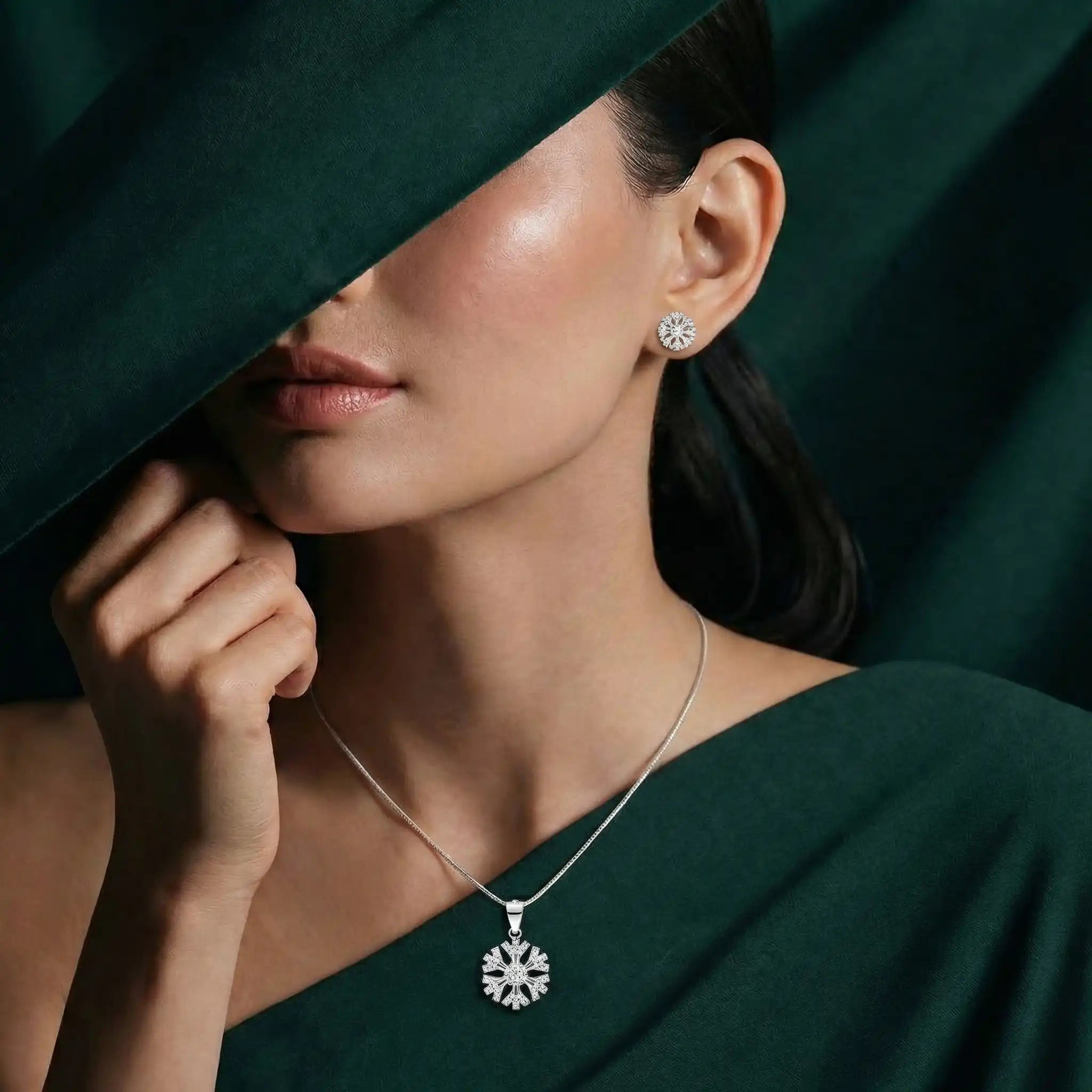 Snowflake Silver Pendant Set