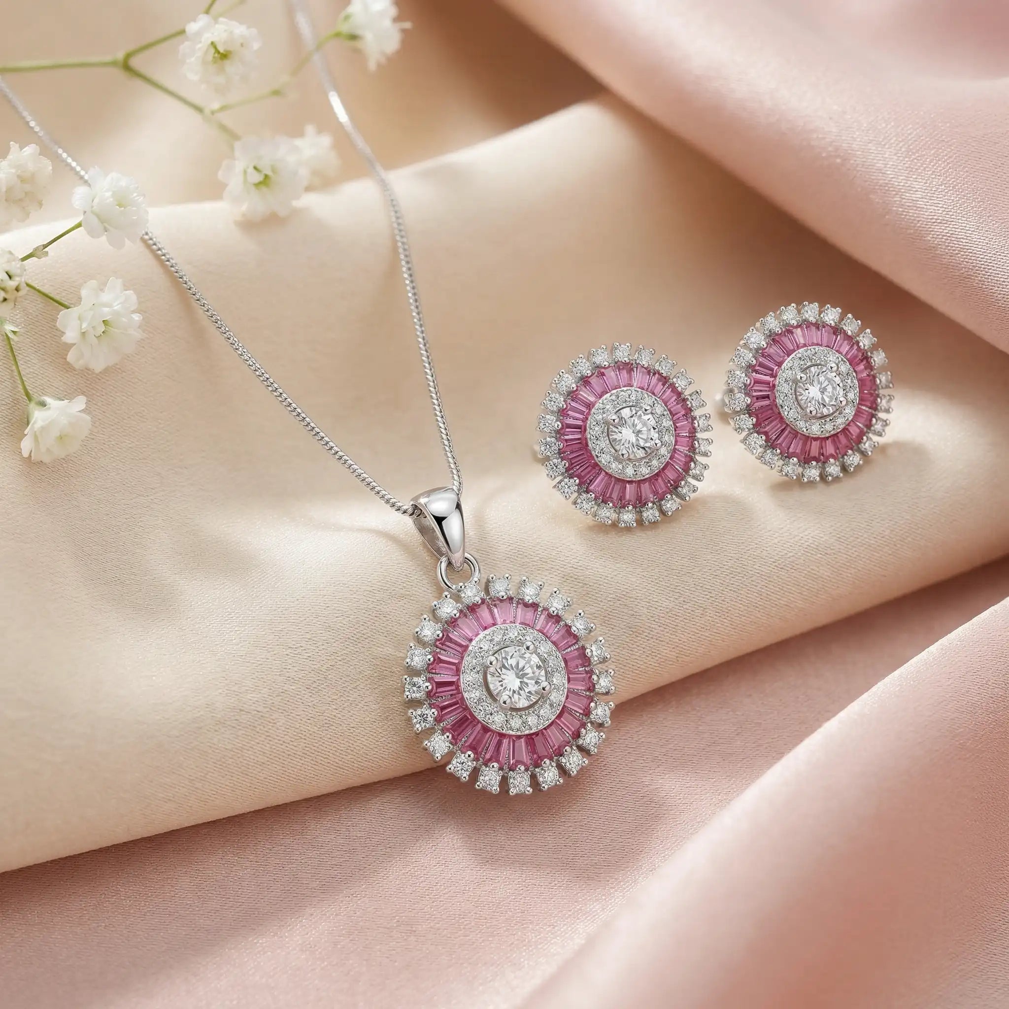 Zaria Radiant Circle Pendant Set