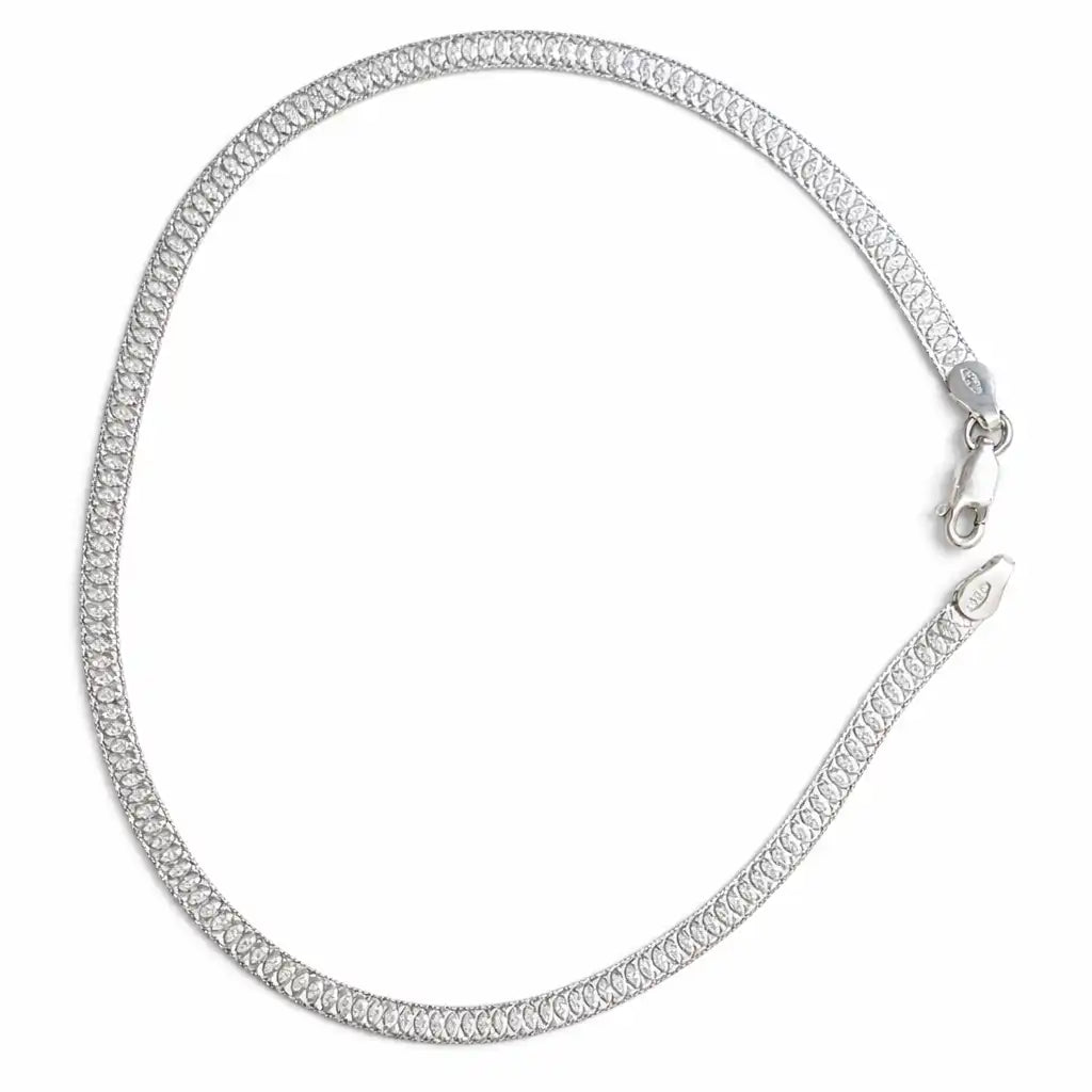 Ripple 925 Sterling Silver Chain Anklet for Women