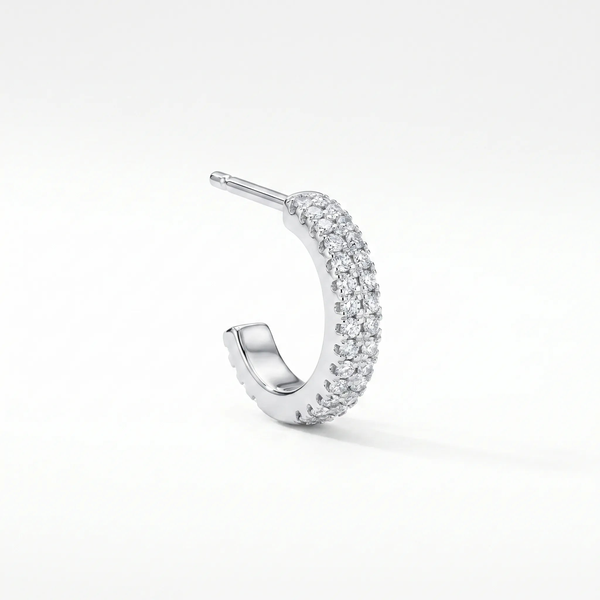 925 Sterling Silver Sparkle Hoop Earring Detail Close-Up