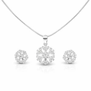 Snowflake 925 Sterling Silver Pendant Set for Women