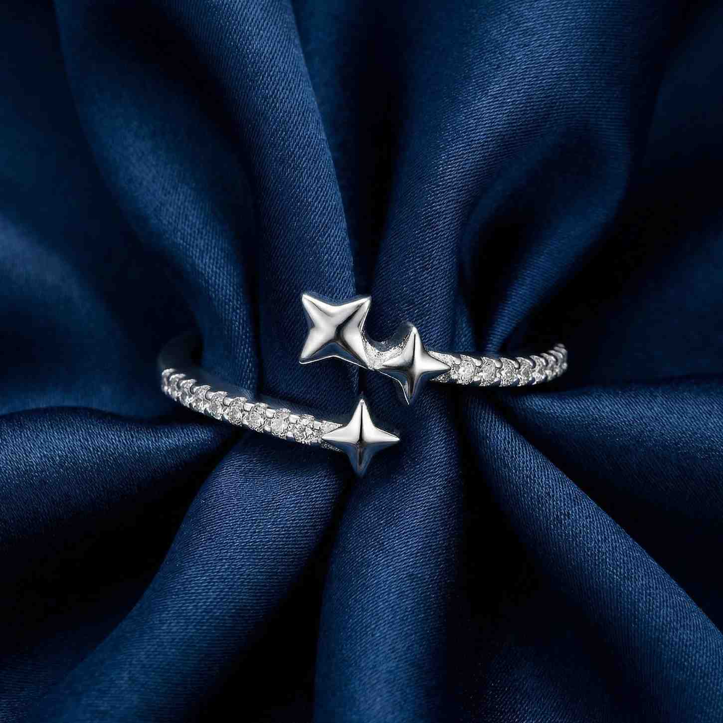 Sterling Silver Aster Trio Star Ring Creative
