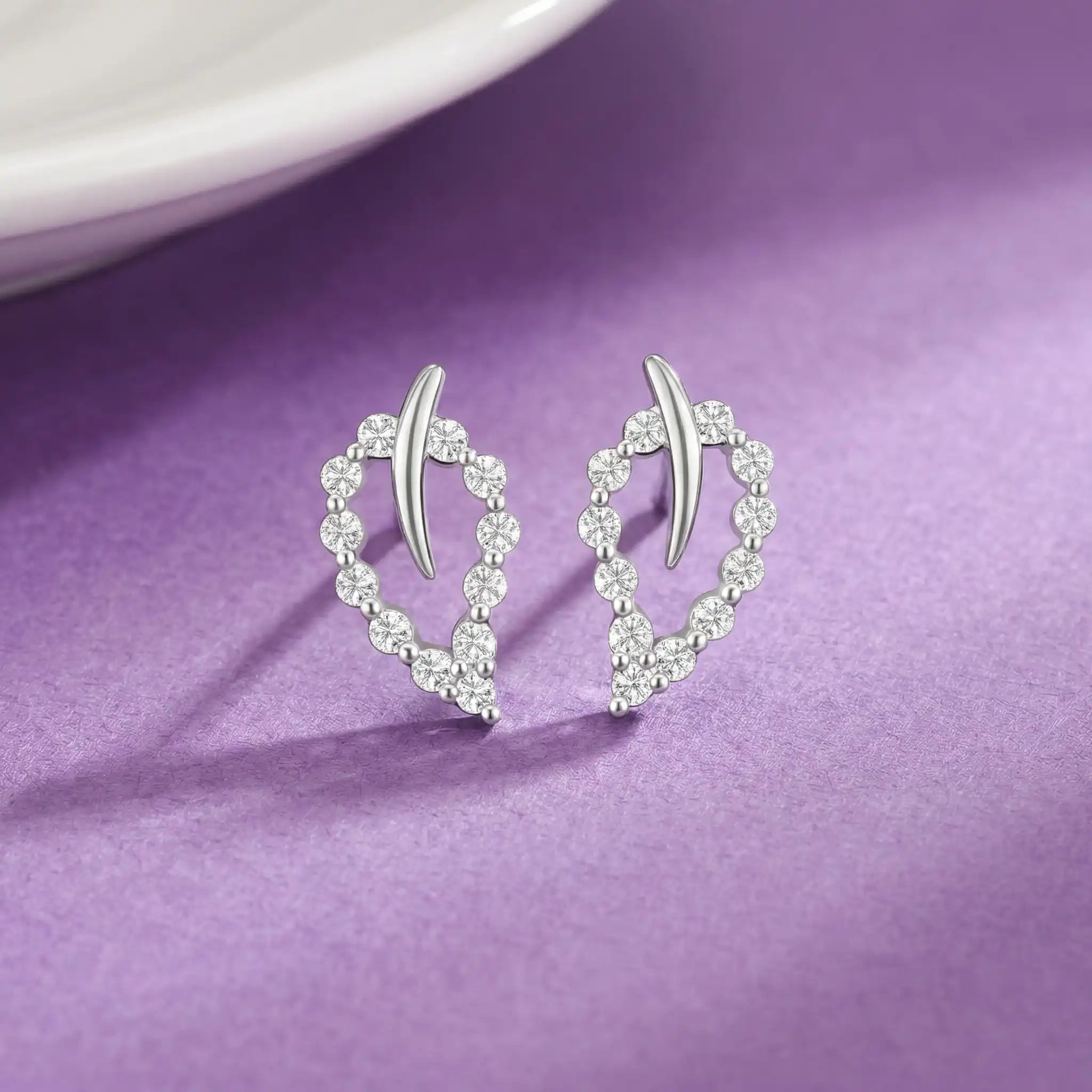 Vinea 925 Sterling Silver Curve Stud Earrings for Women