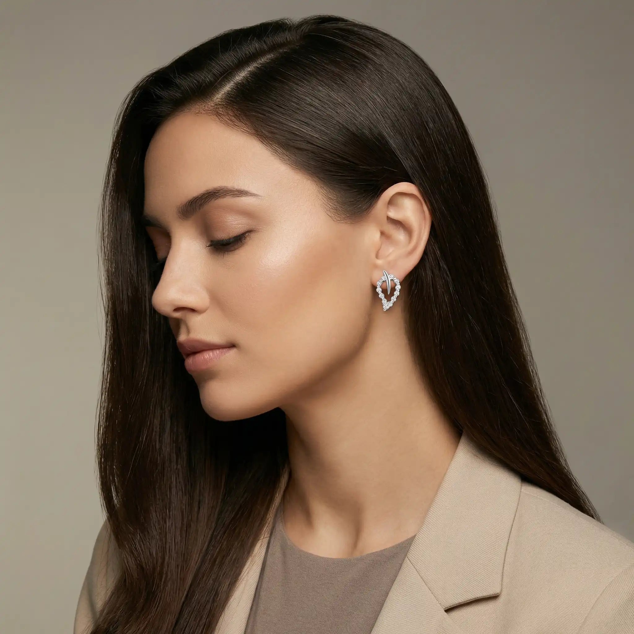 Vinea 925 Sterling Silver Curve Stud Earrings for Women