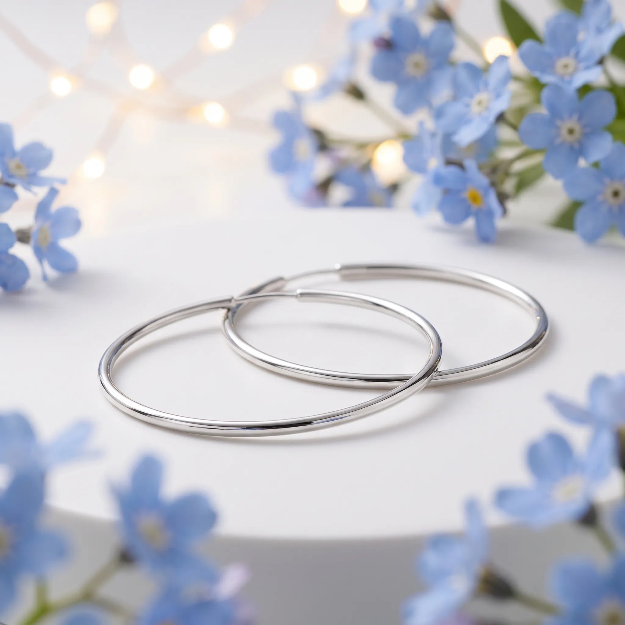 Sterling Silver Large Round Hoops