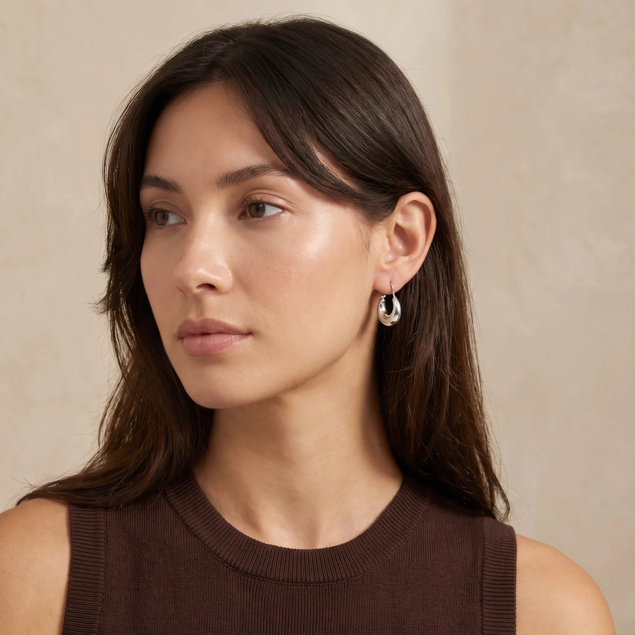 925 Silver Chunky Oval Hoop Earrings