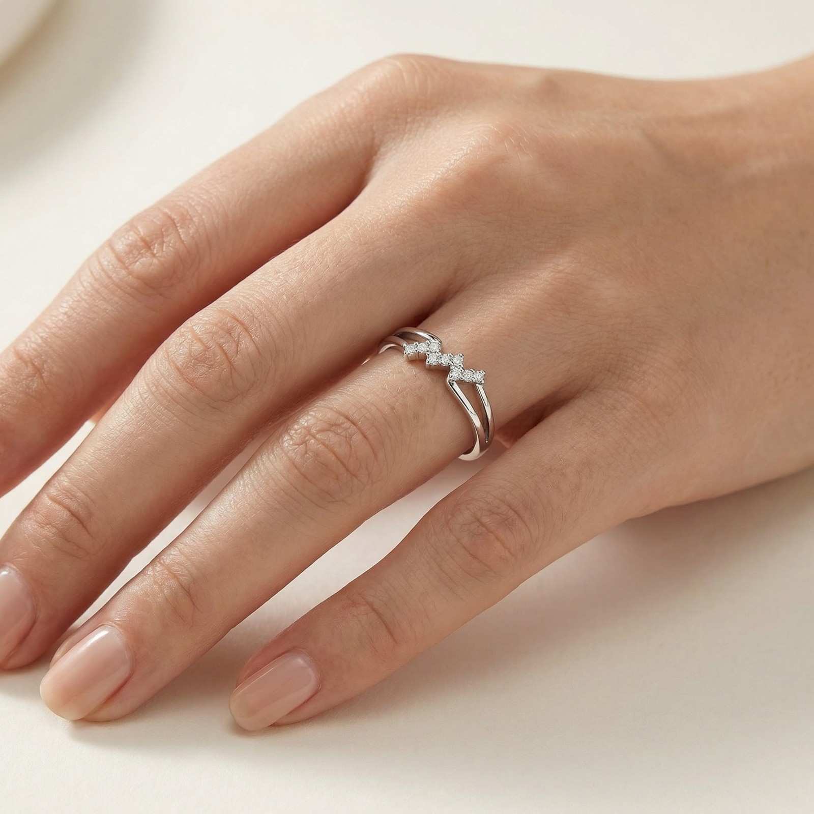 Lumina Wave 925 Sterling Silver Ring on Hand