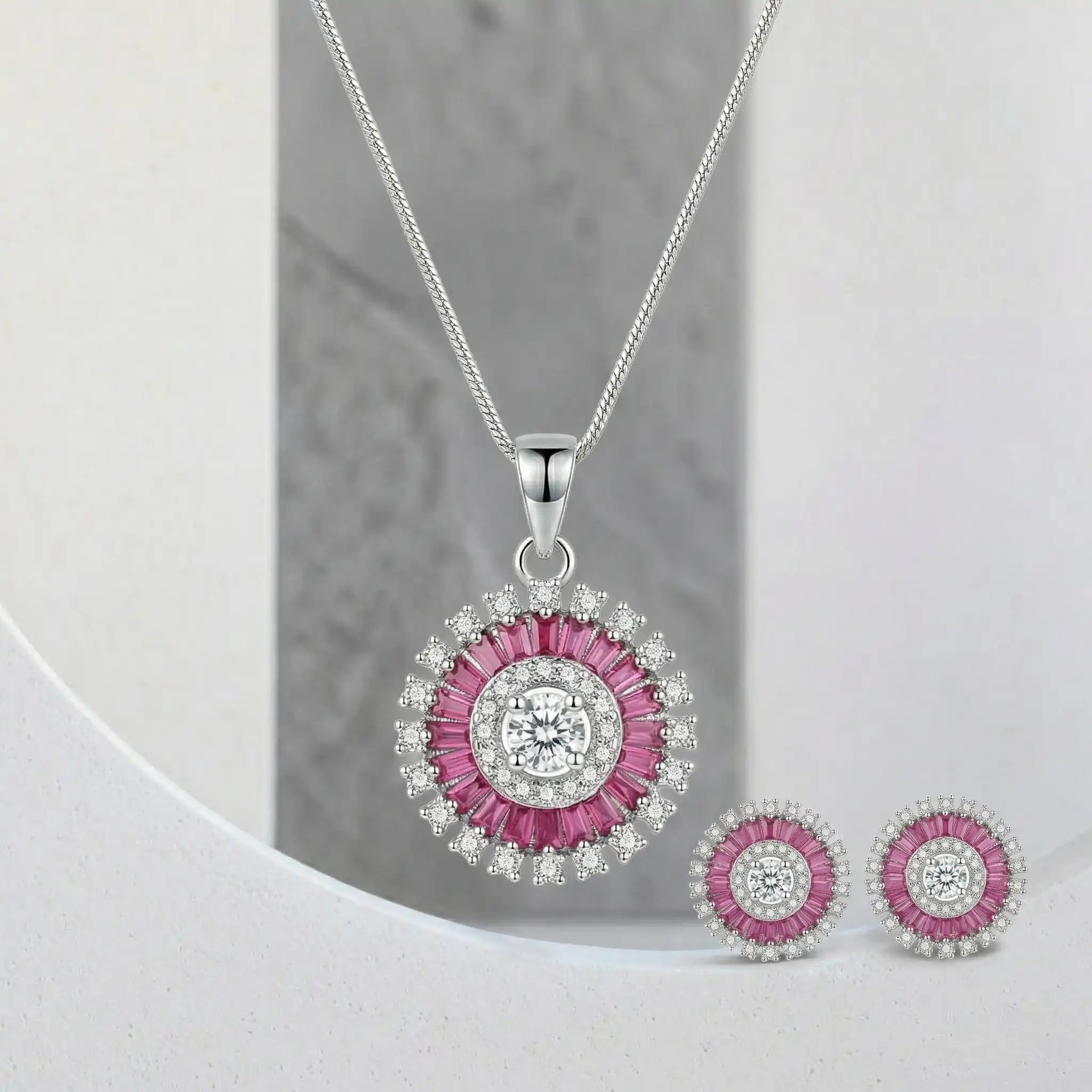 silver earrings and pendant set